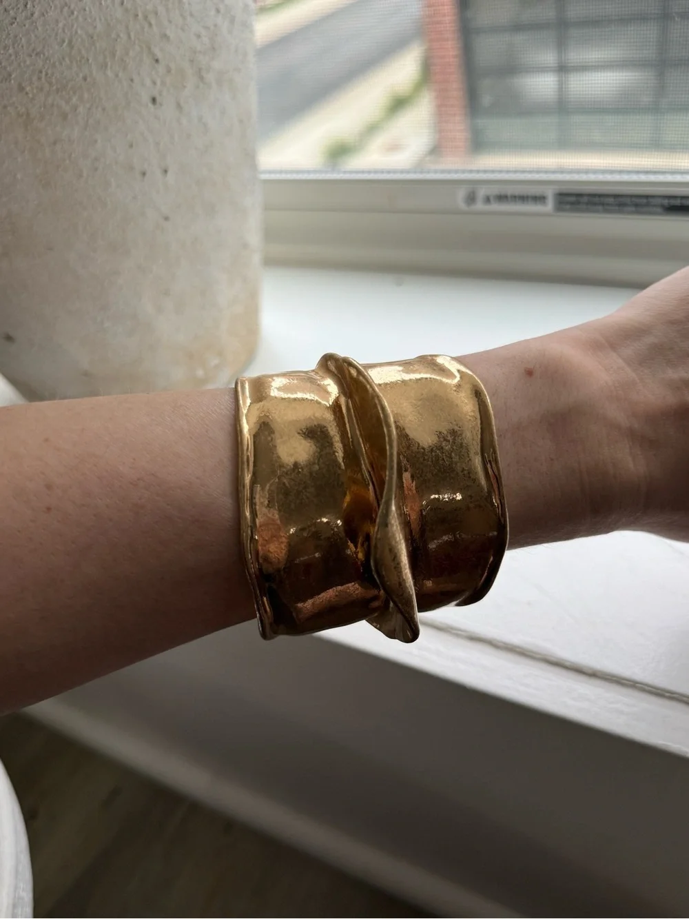 Bold Gold Sculptural Cuff Bracelet — Women's Fashion Bracelet
